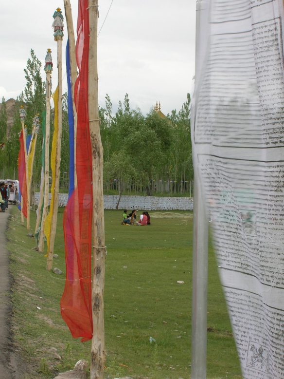Banderas de la plegaria en Ladakh, por la celebración del cumpleaños del Dalai Lama.